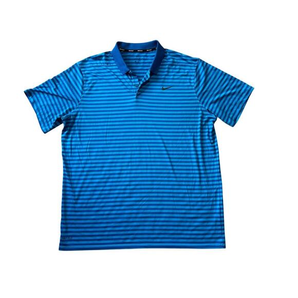 NIKE Golf Dri-fit size XXL, Blue Striped, short sleeved Polo - Picture 1 of 9